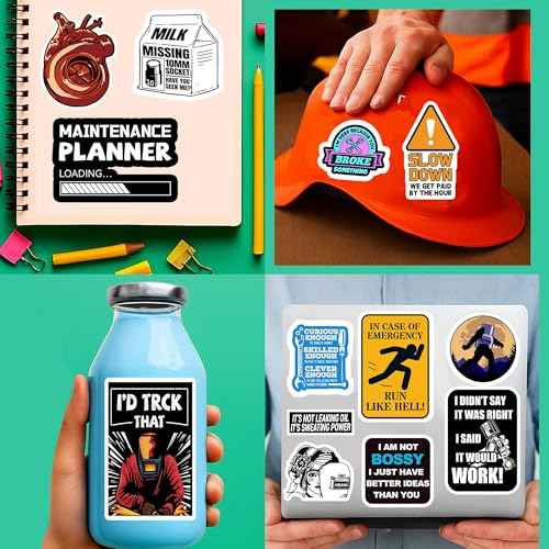 Hard Hat Stickers, 233 PCS Funny Stickers for Adults - Waterproof for Tool Box, Water Bottle, Construction Hat, Helmet ? Blue Collar Sticker for Men, Welder, Electrician