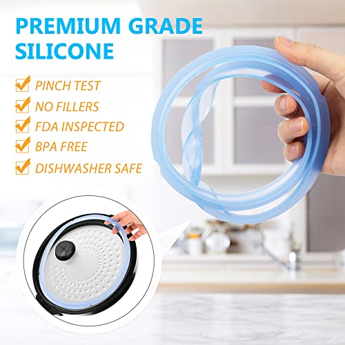 3-Pack 6 Qt Instant Pot Sealing Ring Replacement Gasket - Food-Grade Silicone, blue/black/clear