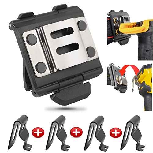 Tape Measure Holster with 4 Drill Clip, Tape Measure Holder Belt, Drill Holster Belt Clip, Drill Holster with Tool Belt Hook, Free Your Hands.