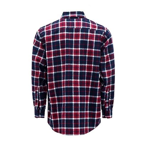 BOCOMAL FR Hooded Shirts Button Down Heavyweight Flannel Plaid Hoodies Fire Retardant Flame Resistant Welding Jacket