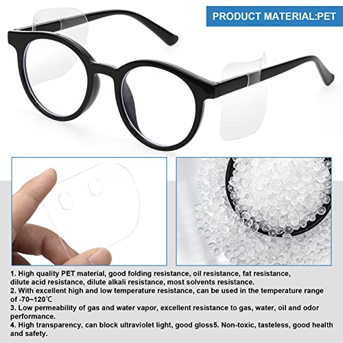 Oudain Clear Glasses Safety Side Shields Plastic Protector Shield for Glasses Slip on Side Guards Fit Most Frames