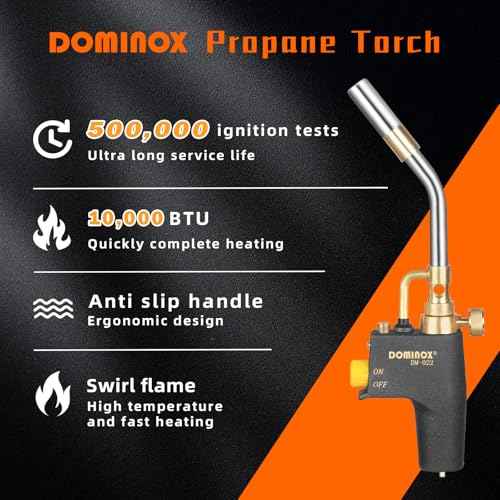 DOMINOX Propane Torch Head, High Intensity Torch Head Trigger Start Gas Torch, Map Gas Torch Kit for Propane, Map and Mapp Gas, Mapp Gas Torch for Soldering, Welding, Cooking (Not Included Gas Tank)