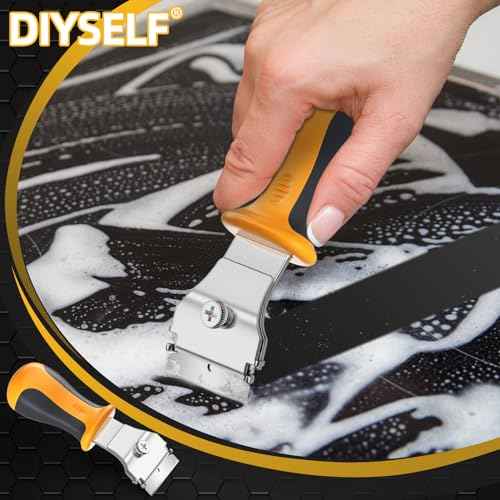 DIYSELF Razor Blade Scraper 12Pack Glass Scraper Oven Scraper for Cleaning Razor Scraper for Floors Glass Stove Top Scraper Window Scraper Includes Extendable Handle and 10 Extra Blades