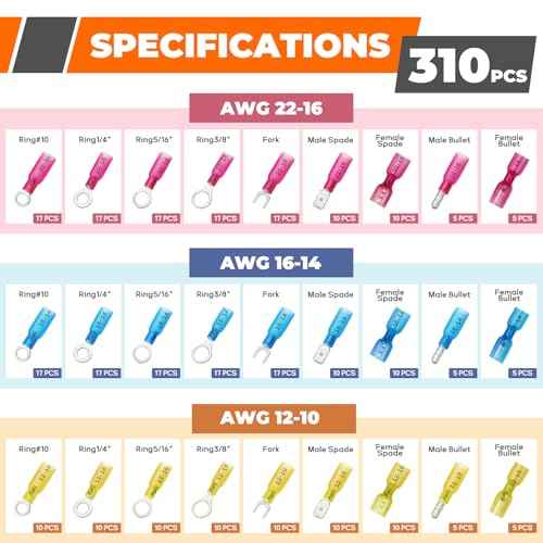 Crimping Tool For Heat Shrink Connectors, 310PCS AWG 22-10 Waterproof Automotive Marine Grade Heat Shrink Wire Connectors and Wire Stripper