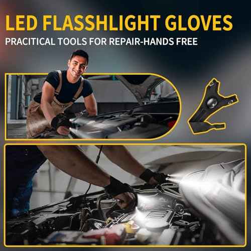 LED Flashlight Gloves, Cool Gadgets Christmas Stocking Stuffers Unique Birthday Gifts for Dad Boyfriend Husband Him, Light Gloves Tool for Camping Fishing Car Repairing Hiking