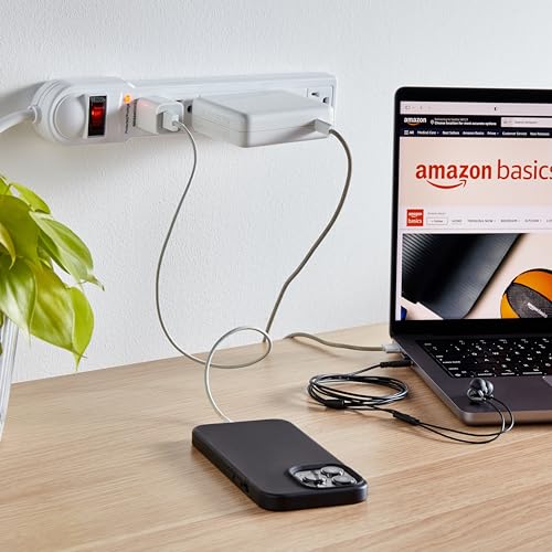 Amazon Basics White Surge Protector Power Strip, 6 Outlets, 790 Joules, 6ft Cord, Circuit Breaker - Old Version