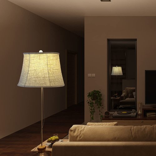 Tootoo Star Brown Large Drum Lamp Shade for Chandeliers Floor Light and Table Lamp, 12x16x11" Spider, Fabric Natural Linen Hand Crafted