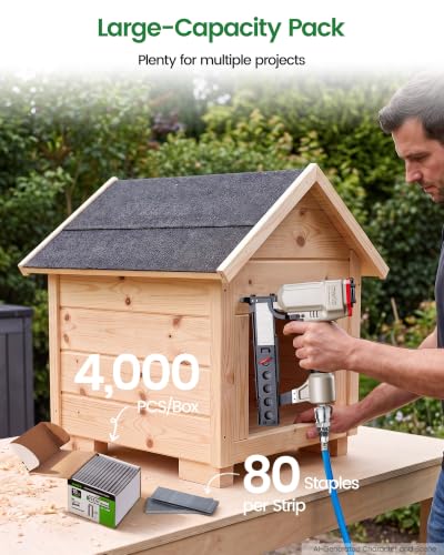 Meite Heavy Duty Galvanized 18 Gauge 1/4-Inch Narrow Crown Staples 1-1/4-Inch, 4000 pcs - Compatible with Staple Guns, Upholstery & Fencing