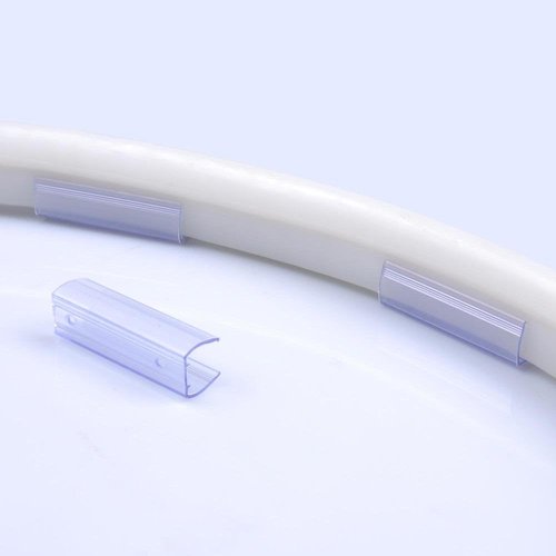 DELight 2" Plastic U Channel System 50PCS Clear PVC Universal LED Track Mounting Holder Accessories for 9/16" Neon Flex Strip Light Outdoor Indoor