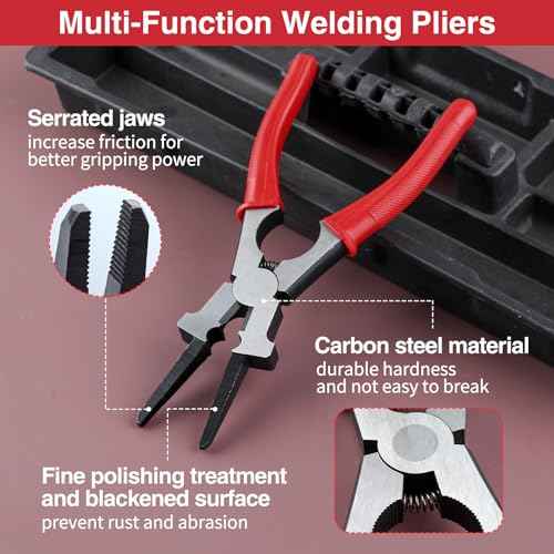 SPEEDWOX Mig Welding Pliers 6 In 1 Multi-Function Welding Pliers Nozzle Cleaner Slag Hammer 8" Professional Welding Welding Tools For Scraping Spatter Gripping Drawing Wire Nozzle Tip Removal Install