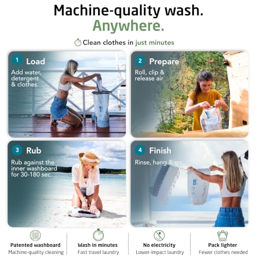 Scrubba Travel Wash Bag - Portable 5 oz Laundry Cleaner with Washboard Technology