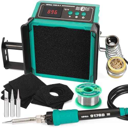 YIHUA 948DQ-II Soldering Fume Extractor 2-IN-1 60W Adjustable Temperature Control Solder Iron Station Smoke Absorber Remover Fan With 1 Solder Wire, 8 Filters And 3 Soldering Tips