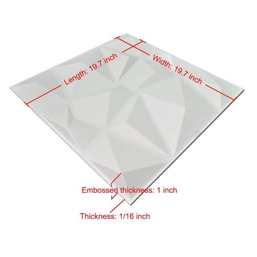 Art3d 19.7"x19.7" (Pack Of 12) Wall Panel 3D Pyramid, Snow White