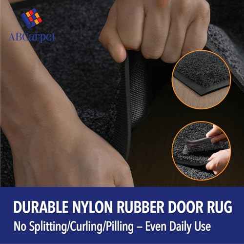 Front Door Mat, Heavy Duty Door Mat Outside Entrance for Indoor Outdoor Use, Machine Washable Low Pile Non Slip Rubber Back Entry Rug for Dogs and Indoor Entrance