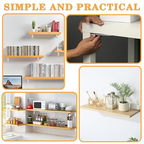 Alise White Floating Shelf Brackets 5x3 Inch, Heavy Duty L Wall Mounts, 4 Pcs