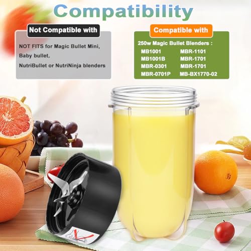 replacement parts set: 16oz cup + blade for 250W Magic Bullet MB1001