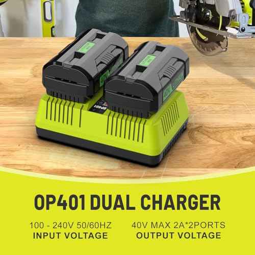 Dual Port OP401 Fast Charger Compatible with Ryobi 40V Battery OP4015 OP4026 OP4050 OP4060 Replacement Ryobi Charger 40V