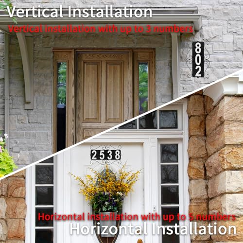 Black Metal Address Plaque with House Number - Waterproof Outdoor Home Sign