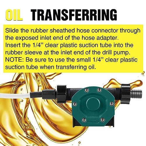 Green Self-Priming Water & Oil Transfer Pump Kit for Drills - TRUPOW