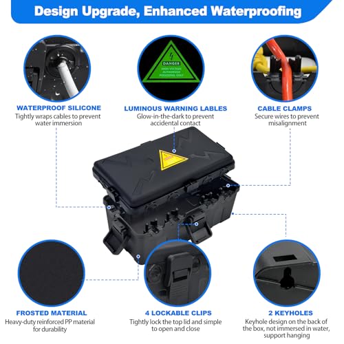 Hrensaw Medium Black Outdoor Waterproof Electrical Box 10.6x5.5x4.5 inch Weatherproof Connection Cover