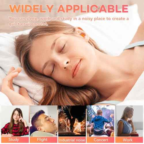 VOISEN 150 Pairs Foam Ear Plugs, Ear Plugs for Sleeping Noise Cancelling, 32dB NRR, 37dB SNR Earplugs for Sleeping, Snoring, Studying, Loud Events, Traveling & Concerts, A Storage Box, Orange