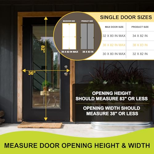 Iduontis Magnetic Screen Door - Fits 36 x 82 Inch Door, Black Polyester, Hands-Free Mesh Barrier with Hook & Loop Frame, Pet & Kid Friendly