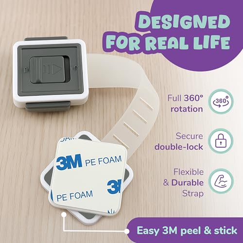 Wappa Baby Child Safety Locks 4-Pack - Adjustable Drawer & Cabinet Locks with Double Lock Option