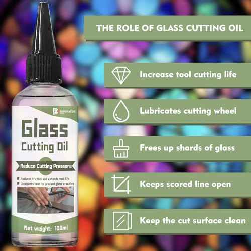 INNOVAYOU 100ml Glass Cutting Oil, Specially Formulated for Use with Any Vitreous Cutter Tool, Glass Cutter Oil Used for Cutting Stained Vitreous, Tiles and Mirrors