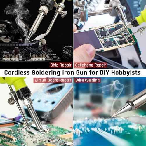 Choerinton Soldering Iron Compatible with Ryobi 18V Battery Soldering Iron Kit 75W LED Digital Soldering Gun Welding Iron with 5pcs Tips 50g 0.04" Solder Wire for Home DIY Repairing Welding