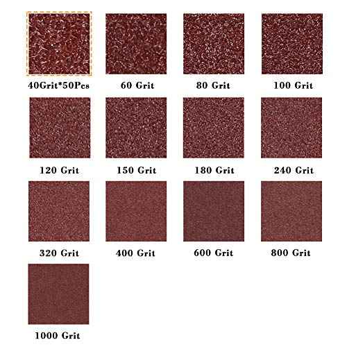 SPEEDWOX 50 Pcs Triangle Sanding Pads Hook and Loop 40 Grit Oscillating Sanding Pad 90mm 6 Holes Fit 3-1/2 Inches Oscillating Multi Tool Detail Sander Sandpaper Triangle Sanding Discs Sanding Tool