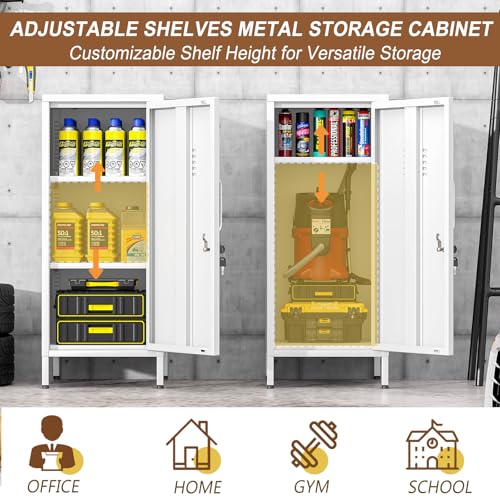 pozdeg 35.43in White Lockable Metal Storage Locker with Adjustable Shelf
