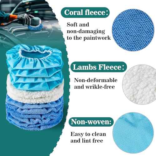 Sukh 12PCS Car Buffing Pads - Car Polishing Bonnet Pad Buffing Pads 5 to 6 Inches Microfiber Polish Pads Orbital Buffer Pads Wax Cover Kit for Vehicle Waxing and Cleaning