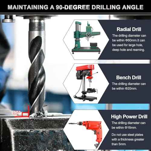 uxcell 14mm Drill Bit 1/2" Reduced Shank 4341 High-Speed Twist HSS Nitriding Black 135¡Æ for Light-Duty Soft Metal Aluminum Alloy Wood Plastic
