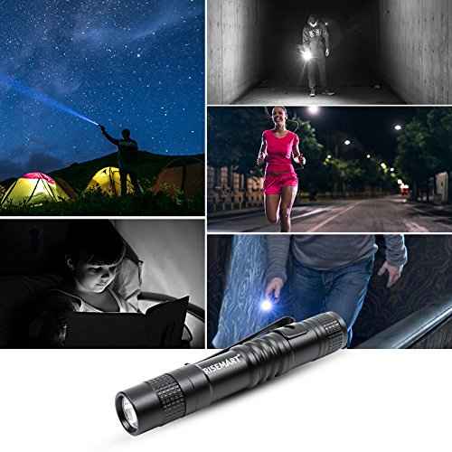 RISEMART Super Small Mini Flashlight AAA 100 Lumens Ultra Bright LED Pen Light Pocket Clip Tactical Torch Lamp(3.5")
