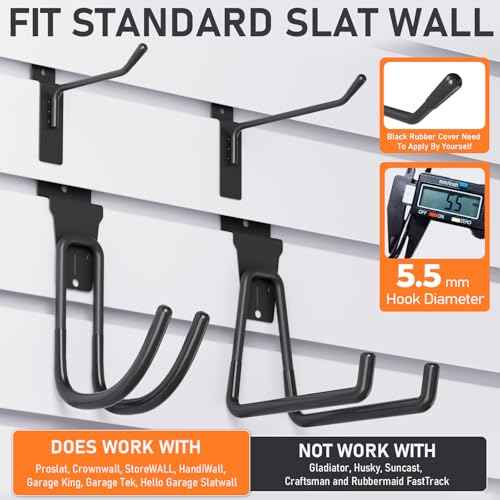 INCLY 36 Pack Heavy Duty Slatwall Hooks, Black Garage Slatwall Panel Accessories Utility Hooks, Slat Wall Hanging Hooks and Hangers for Garages, Sheds, Basements