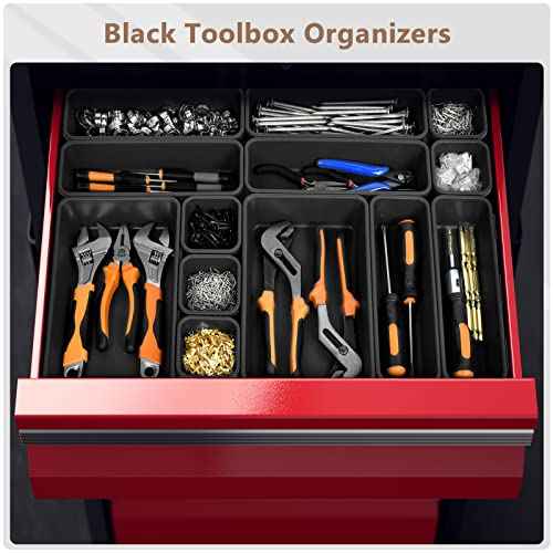 A-LUGEI¡¼?????????? & 5 Size¡½Tool Box Organizer Tray Divider Set, ¡¼Black¡½ Desk Drawer Organizer, Garage Organization and Storage Toolbox Accessories Rolling Tool Chest Cart Cabinet WorkBench Small Part