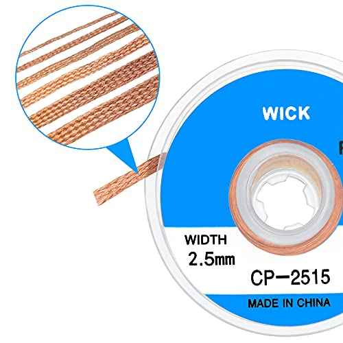 Hotop 6 Pieces Solder Wicks No-clean Solder 1.5 Meter Length Braided Wicks(0.04", 0.06", 0.08", 0.1", 0.12", 0.14",Multi-color)