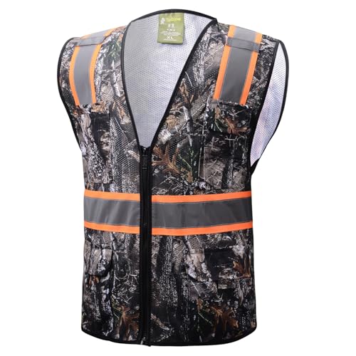 Class 2 High Visibility Reflective Safety Vests Women & Men With 5 Pockets And Zipper Front,Meets Ansi/Isea Standards