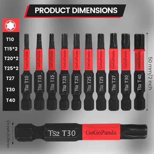 star shaped 10 (T10-T40), S2 steel safety Screwdriver Bit Sets, CNC machining tip, 2-inch long, magnetic holder and storage box (10, Star shaped-2INCH)