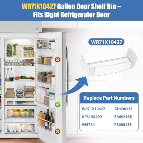 WR71X10427 Door Gallon Bin Compatible With GE Refrigerator Door Shelf Bin Rack ZISS420DRISS ZISS420NM ZISB420DRH ZIS420NRJ ZISW420DRG, Door Shelf Bin Replace 945734 AP3190209 AH698135 EA698135