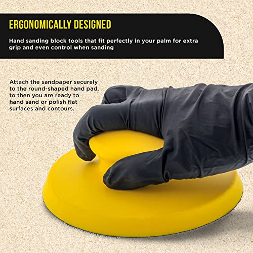 Dura-Gold Pro Series 6" Round-Shaped Hand Sanding Block Pad for Hook & Loop and PSA 6" DA Sanding Discs, 2 Pack - PSA Sandpaper Conversion Adapter Pad - Automotive Car Sand Wood Woodworking Furniture