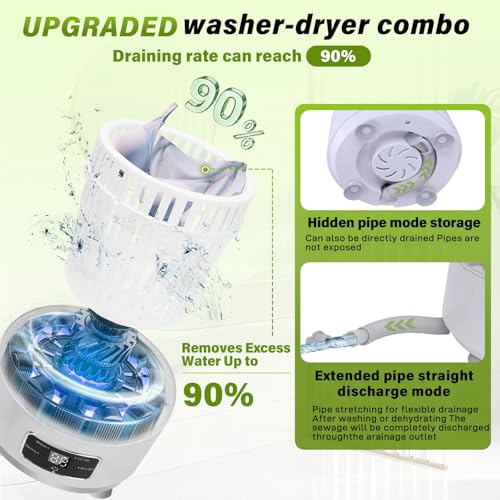 Lqliow 4.0L Portable Mini Washing Machine with Blue Light & Dehydration, Semi-Automatic Small Clothes Washer for Family & Travel