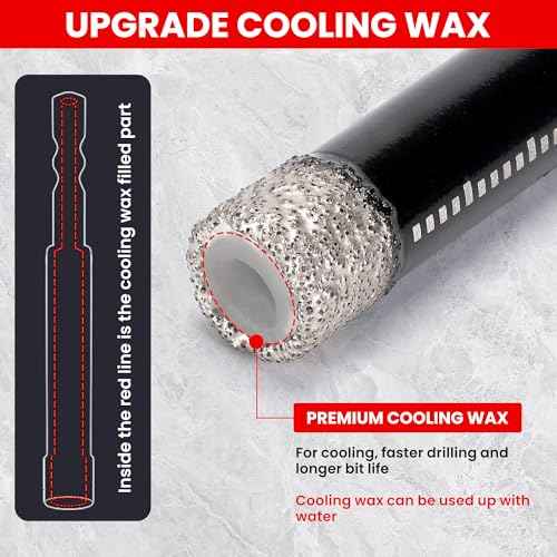 5-Pack Diamond Drill Bits Set, 1/4 5/16 3/8 1/2 Inch Diamond Hole Saw ? 1/4 Hex Shank Core Drill Bits for Ceramic, Tile, Glass, Granite, Marble, Brick & Stone, 6/8/10/12mm