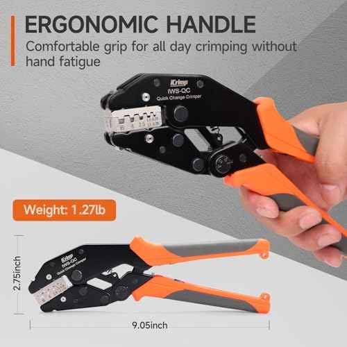 iCrimp Rachet Crimping Tool for End Sleeves Ferrules, AWG 24-10 Wire Crimper, Electrical Crimp Tool, X2410 Jaws