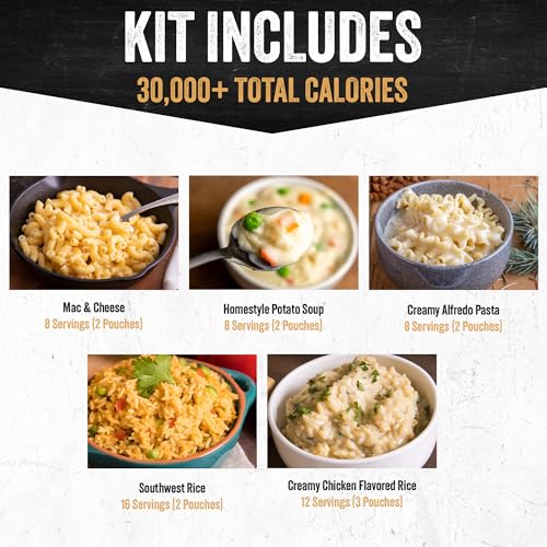 Ready Hour 120 Servings Emergency Freeze-Dried Food Supply - Long Shelf Life Survival Meals for Disaster & Outdoor Use