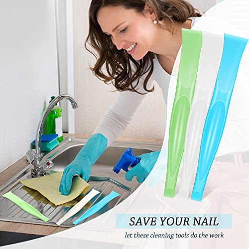 Honoson Non-scratch Plastic Scraper Tool Carbon Fiber Plastic Cleaning Tool Pen-shaped Stiff Scraper for Kitchen Sticker Scratch Cleaning(White¡¢blue¡¢green,6 Pieces)