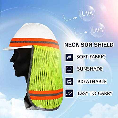 Evridwear High Visibility Neck Sun Shield with Reflective Stripe, Safety Hard Hat Shade with Breathable Mesh Elastic Band for Construction, Outdoor Activities, Landscaping from UV