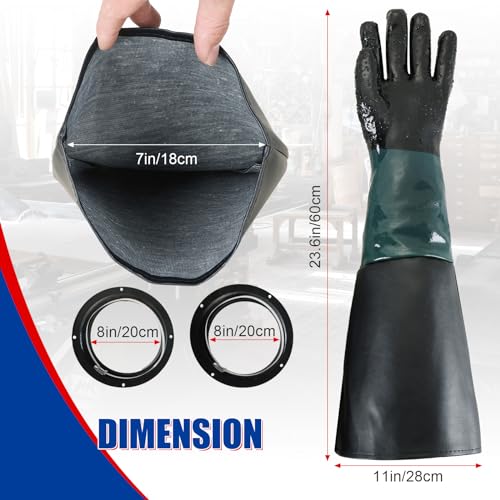 Rubber Sandblasting Gloves, Safety Rubber Sandblaster Gloves for Abrasive Blasting (With Gloves Holder)