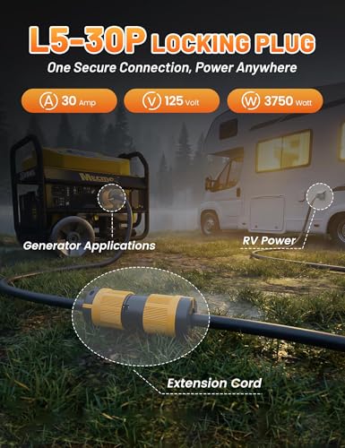 MECMO L5-30P Locking Plug 30 Amp 125V Generator Marine RV Power Connector