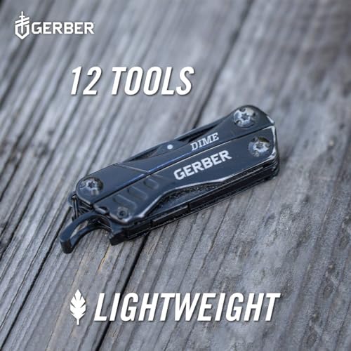 Gerber Dime 12-in-1 Mini Multitool Pliers with Pocket Knife & Bottle Opener - Black